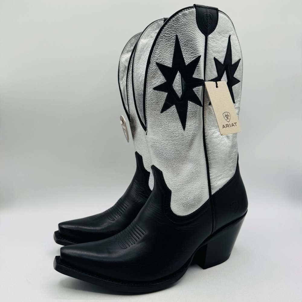 Ariat Starlight Boots Women's Size 8 Black Leather Metallic Silver